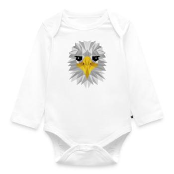 Eagle Art, faune puriste, oiseau sauvage américain - Body Bébé bio manches longues - blanc - Devant