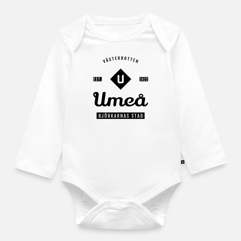 Umeå, Västerbotten. - Body Bébé bio manches longues - blanc