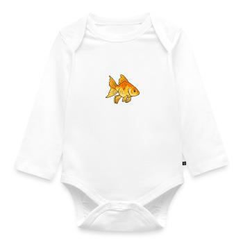 Goldfish Squad Cute Goldfish Swimming - Organic Longsleeve Baby Bodysuit - white - Front