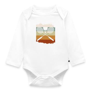 Badminton Retro Hobby Badminton Court - Organic Longsleeve Baby Bodysuit - white - Front