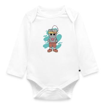 Süße Maus spielt Badminton Lustiger Hobbysport - Baby Bio-Langarm-Body - Weiß - Vorne