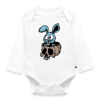 Kaninchen im Schädel - Baby Bio-Langarm-Body - Weiß - Vorne
