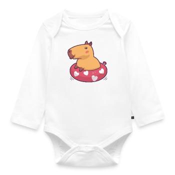 Capybara Floatie - Body Bébé bio manches longues - blanc - Devant