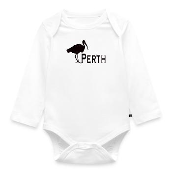 Bin Chicken Perth - Organic Longsleeve Baby Bodysuit - white - Front