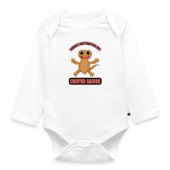 Distracted by Geckos Ironic Saying Lizard Quotes - Organic Longsleeve Baby Bodysuit - white - Front