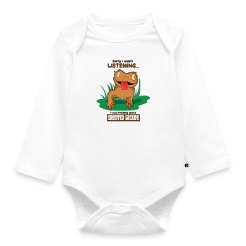 Thinking About Geckos Cute Lizard Reptile Animals - Organic Longsleeve Baby Bodysuit - white - Front