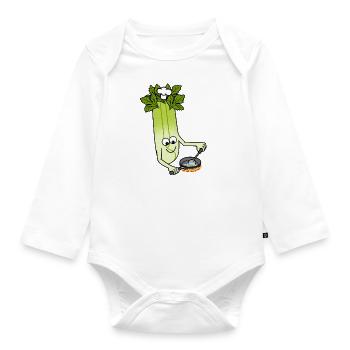 Celery Chef Ironic Cute Leek Vegetables - Organic Longsleeve Baby Bodysuit - white - Front