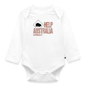 HELP AUSTRALIA WOMBATS - Organic Longsleeve Baby Bodysuit - white - Front