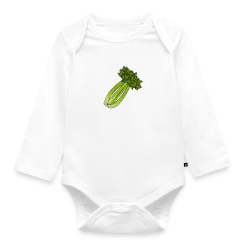 Celery Healthy Vegetable Leek Ironic Saying - Organic Longsleeve Baby Bodysuit - white - Front