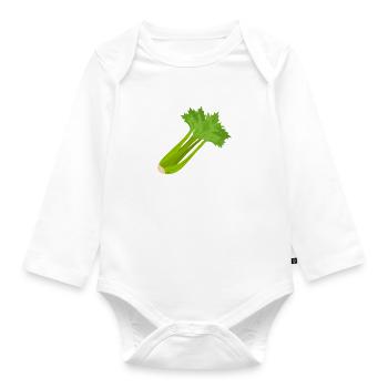 Gesundes Essen Gemüse Sellerie Essen - Baby Bio-Langarm-Body - Weiß - Vorne