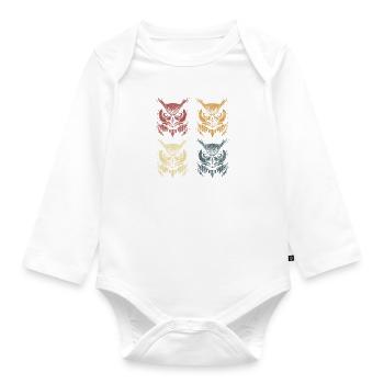 Wildtiere Natur Vögel Süße Eulen Waldtier - Baby Bio-Langarm-Body - Weiß - Vorne