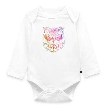 Bunte Eule, künstlerischer Vogel, Wildtiere, - Baby Bio-Langarm-Body - Weiß - Vorne
