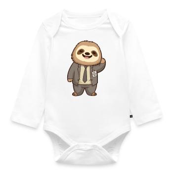 Sloth - Employee Gift Work Office - Organic Longsleeve Baby Bodysuit - white - Front
