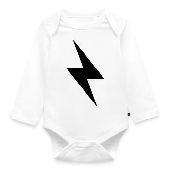 Blitz Design / schwarzer Blitz - Baby Bio-Langarm-Body - Weiß - Vorne