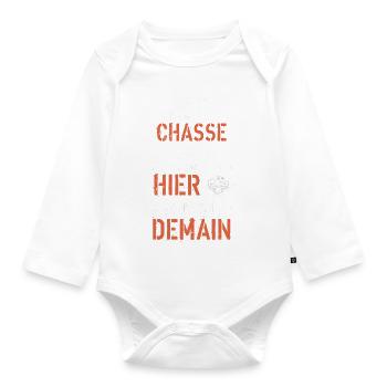 En vrai, moi la chasse - Body Bébé bio manches longues - blanc - Devant