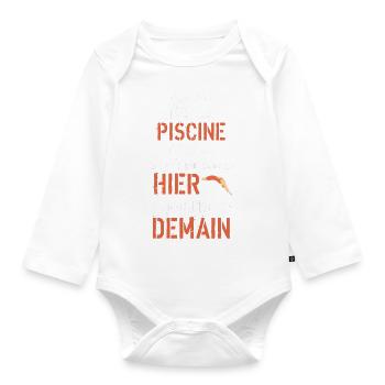 En vrai moi la piscine hier aujourd hui demain - Body Bébé bio manches longues - blanc - Devant