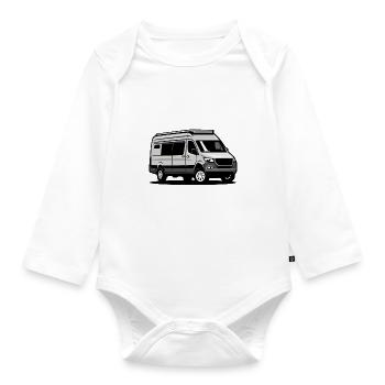 Camper-Kastenwagen Wohnmobil Spruch + Motiv - Baby Bio-Langarm-Body - Weiß - Vorne