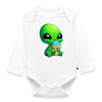 Alien Green Alien Ice Crème glacée molle Crème glacée bleue - Body Bébé bio manches longues - blanc - Devant