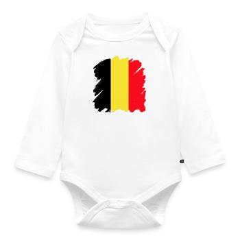 Belgium Flag Vintage Belgian Flag Distressed Look - Organic Longsleeve Baby Bodysuit - white - Front