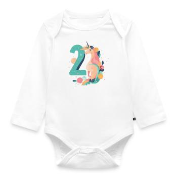 Licorne du 2e anniversaire - Body Bébé bio manches longues - blanc - Devant