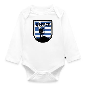 Griechenland Flagge Hellas Athen Griechische Fahne - Baby Bio-Langarm-Body - Weiß - Vorne
