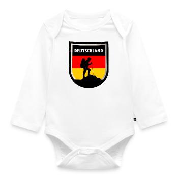 Deutschland Flagge Deutsche Fahne Used Look Heimat - Baby Bio-Langarm-Body - Weiß - Vorne