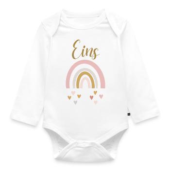 Geburtstag ich bin schon ein Jahr Reh Waldtiere - Baby Bio-Langarm-Body - Weiß - Vorne