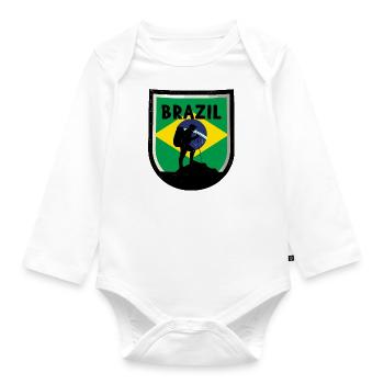 Brasilien Flagge Brasilianische Fahne Südamerika - Baby Bio-Langarm-Body - Weiß - Vorne