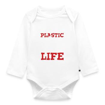 Plastic Save the Ocean - Organic Longsleeve Baby Bodysuit - white - Front