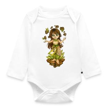 Niedlicher Chibi Wasser Fee Erd Bändiger Mangastil - Baby Bio-Langarm-Body - Weiß - Vorne