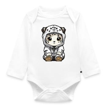 Schneeleopard Winter leopard Comic - Baby Bio-Langarm-Body - Weiß - Vorne