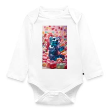 Riesige pastellfarbene Gummibärchen - Baby Bio-Langarm-Body - Weiß - Vorne