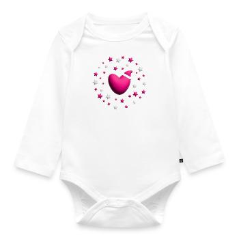Pinkes Nikolaus und Weihnachtsherz. - Baby Bio-Langarm-Body - Weiß - Vorne