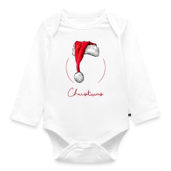 Père Noël Wolfsspitz Joyeux Noël Chiens Wilsigns - Body Bébé bio manches longues - blanc - Devant