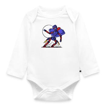 Robot on the go - Organic Longsleeve Baby Bodysuit - white - Front
