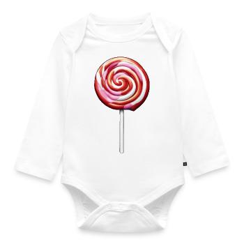 Lollipop / Lollipop / Candy / Lick / Cute - Organic Longsleeve Baby Bodysuit - white - Front