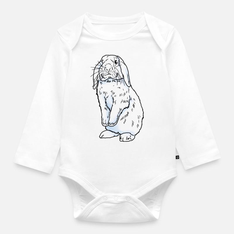 Rabbit white - Organic Longsleeve Baby Bodysuit - white