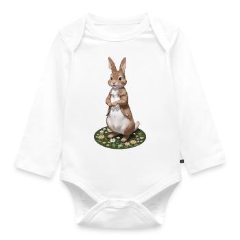 Mignon lapin marron 20 - Body Bébé bio manches longues - blanc - Devant