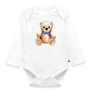 TEDDY BEAR - TEDDYBÄR - KUSCHELBÄR - PLÜSCHBÄR - Baby Bio-Langarm-Body - Weiß - Vorne