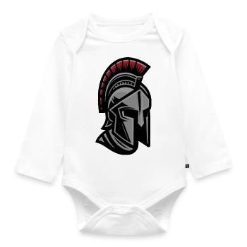 Leonidas Spartan Krieger Helm - Baby Bio-Langarm-Body - Weiß - Vorne