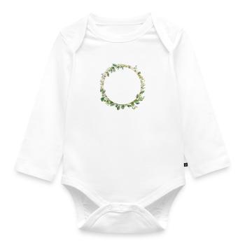 Eucalyptus Wreath, Personalizable - Organic Longsleeve Baby Bodysuit - white - Front