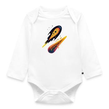 Shooting stars - Organic Longsleeve Baby Bodysuit - white - Front