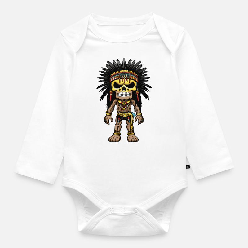 Apache Indianer Skelett - Baby Bio-Langarm-Body - Weiß