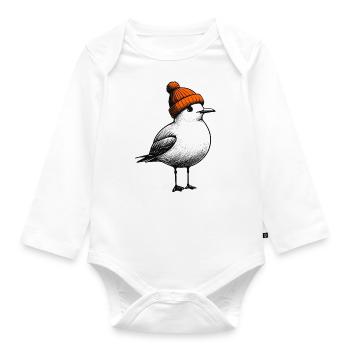 North Sea Harbor Moin Seagull Beanie Beanie Orange - Organic Longsleeve Baby Bodysuit - white - Front
