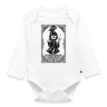 Zauberer RPG Tarot Karte Chibi - Baby Bio-Langarm-Body - Weiß - Vorne