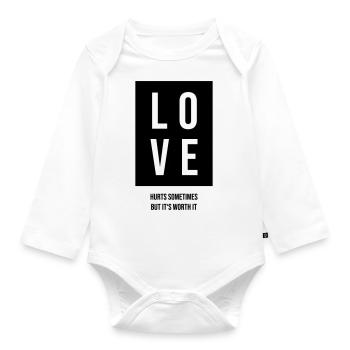 Love hurts gift - Organic Longsleeve Baby Bodysuit - white - Front