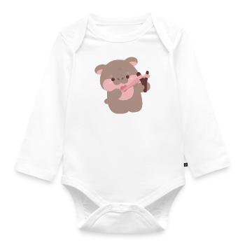 Moo Deng Hippo Cupid - Organic Longsleeve Baby Bodysuit - white - Front