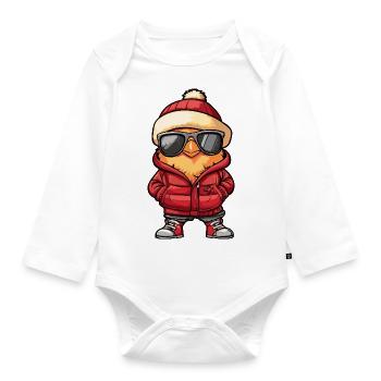 Chicken Cool Comic - Organic Longsleeve Baby Bodysuit - white - Front