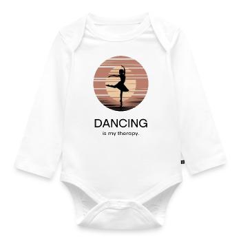 Dancing is My Therapy – Dancing Ballet Hip-Hop - Organic Longsleeve Baby Bodysuit - white - Front
