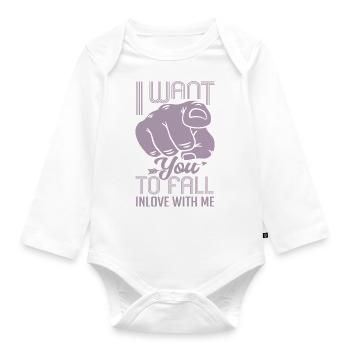 Zeigefinger Ich Will Dass Du Dich Verliebst - Baby Bio-Langarm-Body - Weiß - Vorne